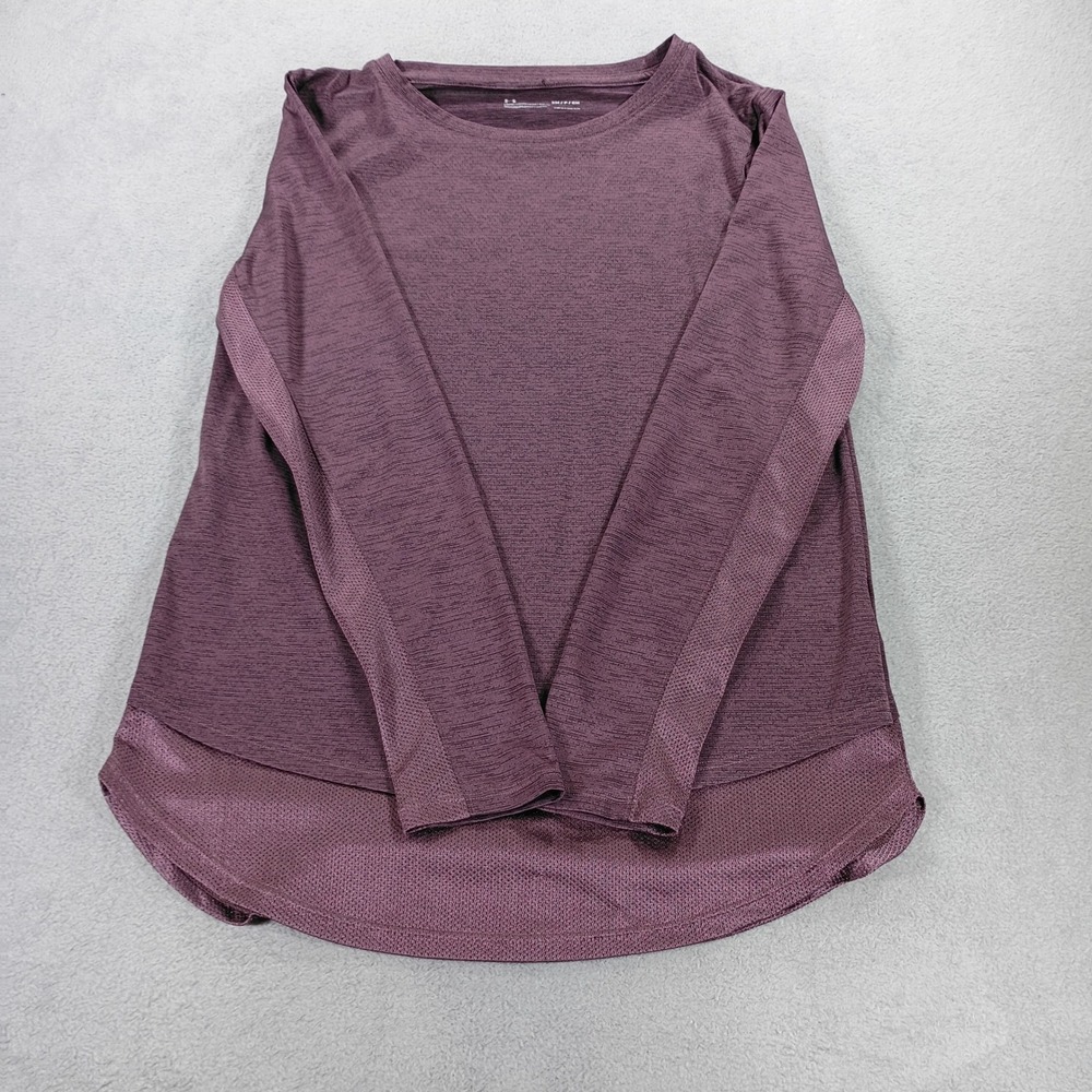 Under Armour Womens HeatGear Top Purple Small Mesh High-Low Hem
